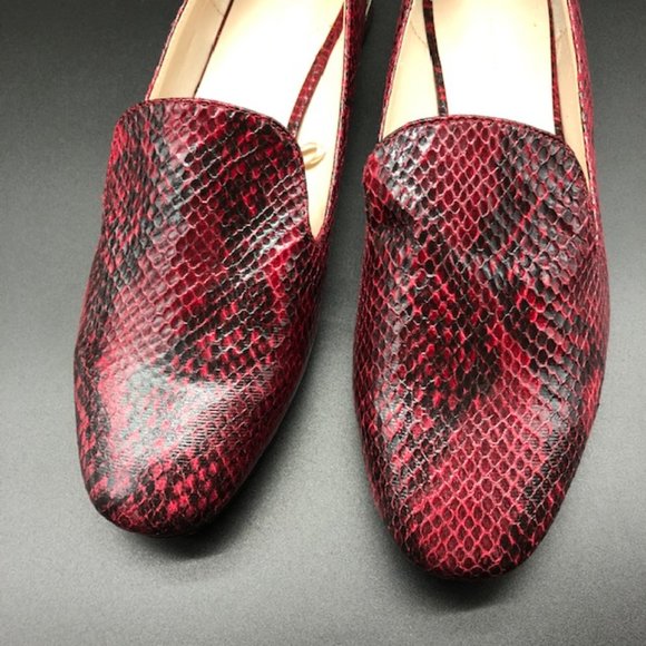 Zara  Burgundy Snakeskin Women's Flats with Rhinestones - Picture 12 of 15